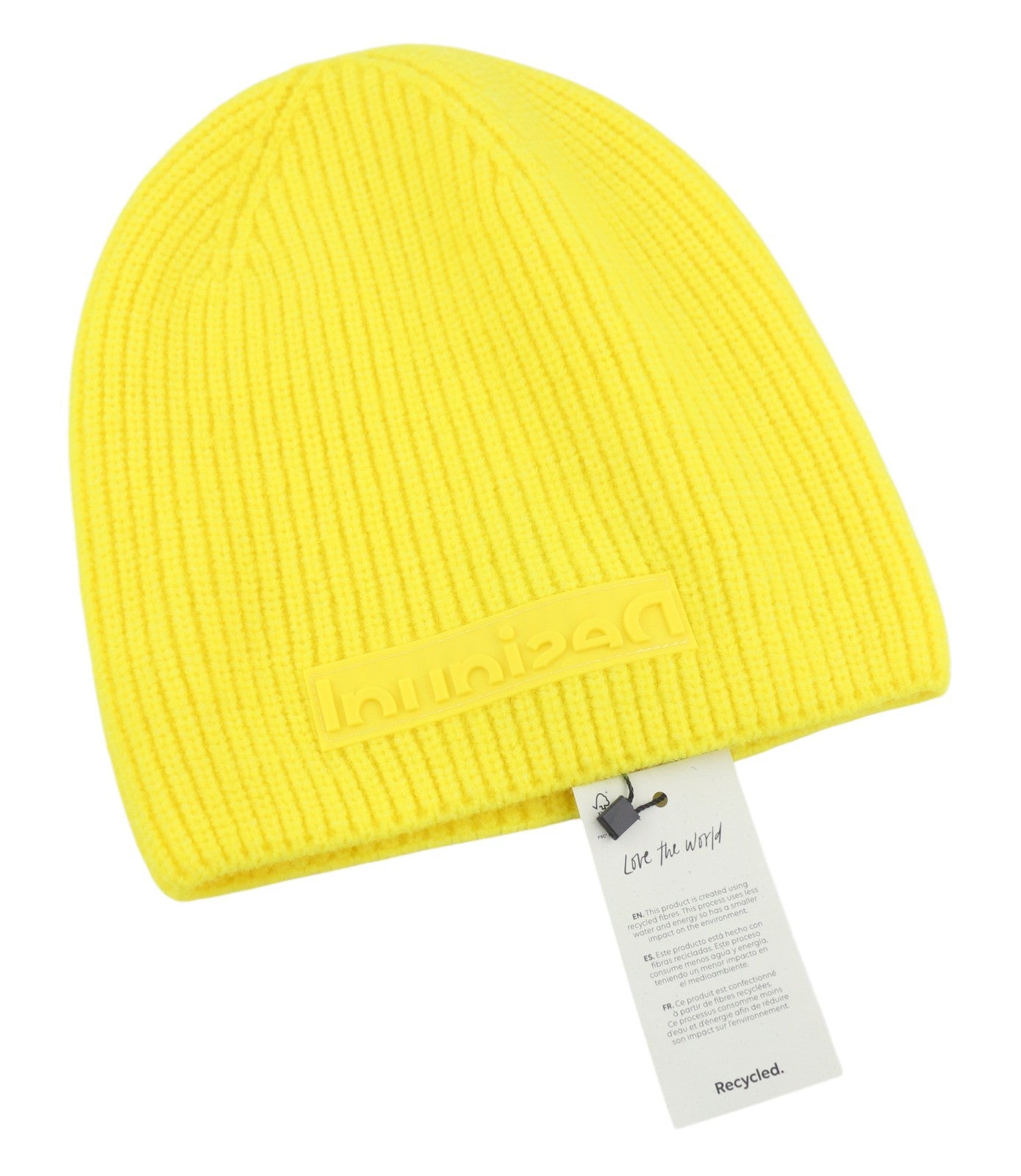 DESIGUAL Pack Gift Box Plain Women Gloves & Hat Set OS Yellow Knit Duo