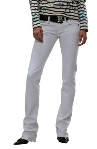 R13 Toby Boy Women Jeans 26 Aerin White Stretch Low Rise Slim Zip Fly