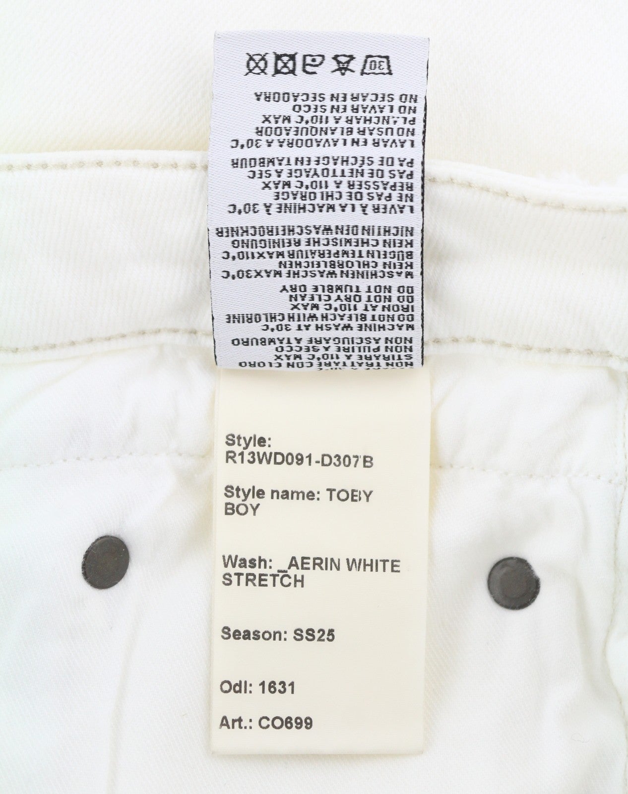 R13 Toby Boy Women Jeans 26 Aerin White Stretch Low Rise Slim Zip Fly