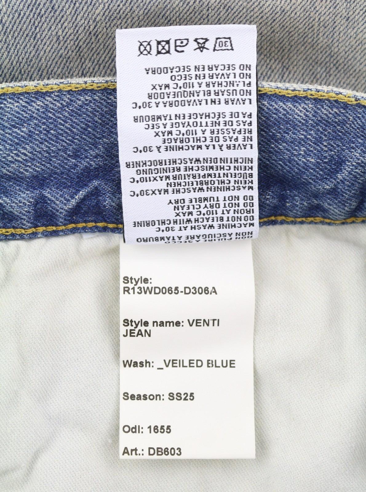 R13 Venti Women Jeans 28 Veiled Blue Faded Whisker Baggy Low Rise