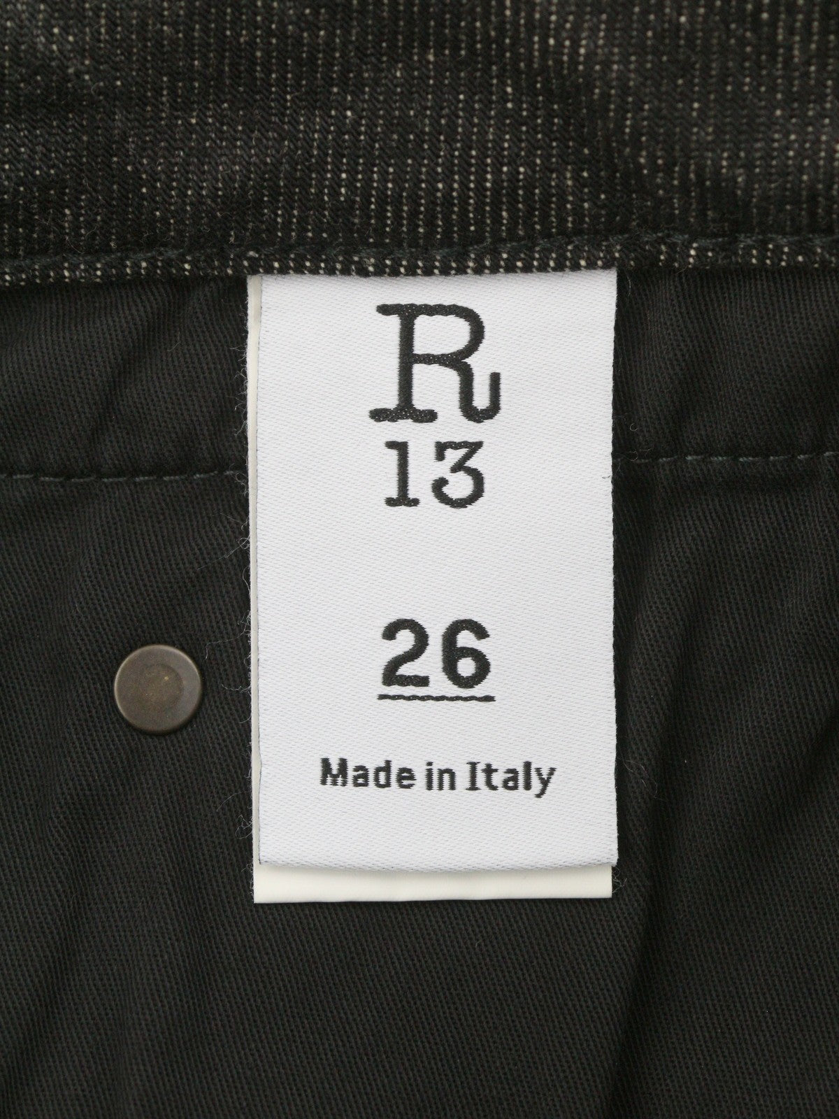 R13 Boy Straight Women Jeans 26 Abbey Black Faded Distress Crop PS26