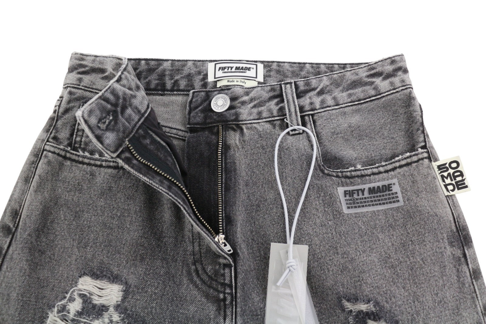 THE GIVING MOVEMENT Fifty Made Women Jeans W30 Grey Ripped Limited Edition