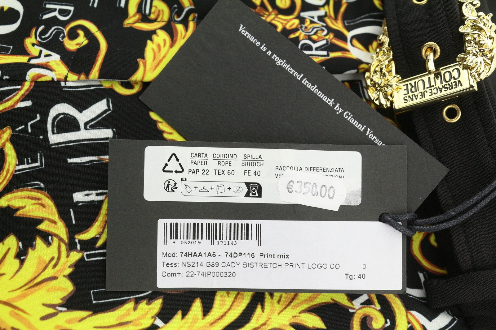 VERSACE JEANS COUTURE Cady Bistretch Print Logo Women Trousers W26 RRP350