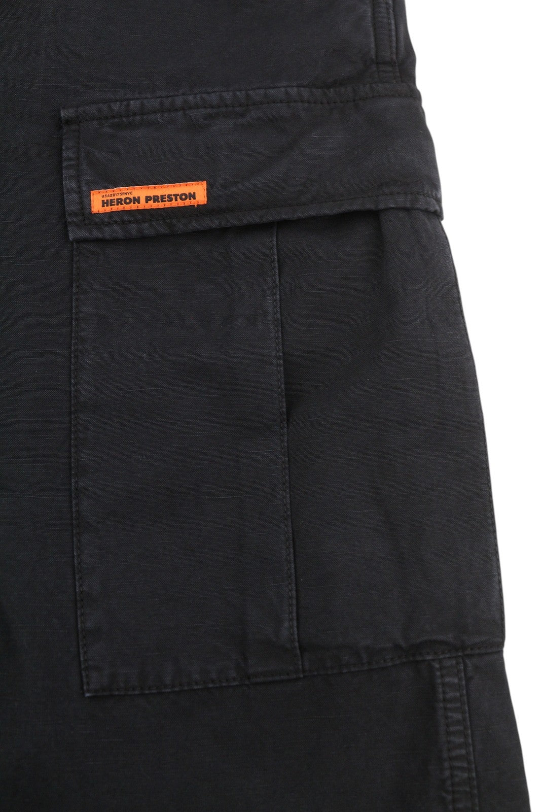 HERON PRESTON Vintage Wash Canvas Cargo Black Women Trousers XL W35 RRP649