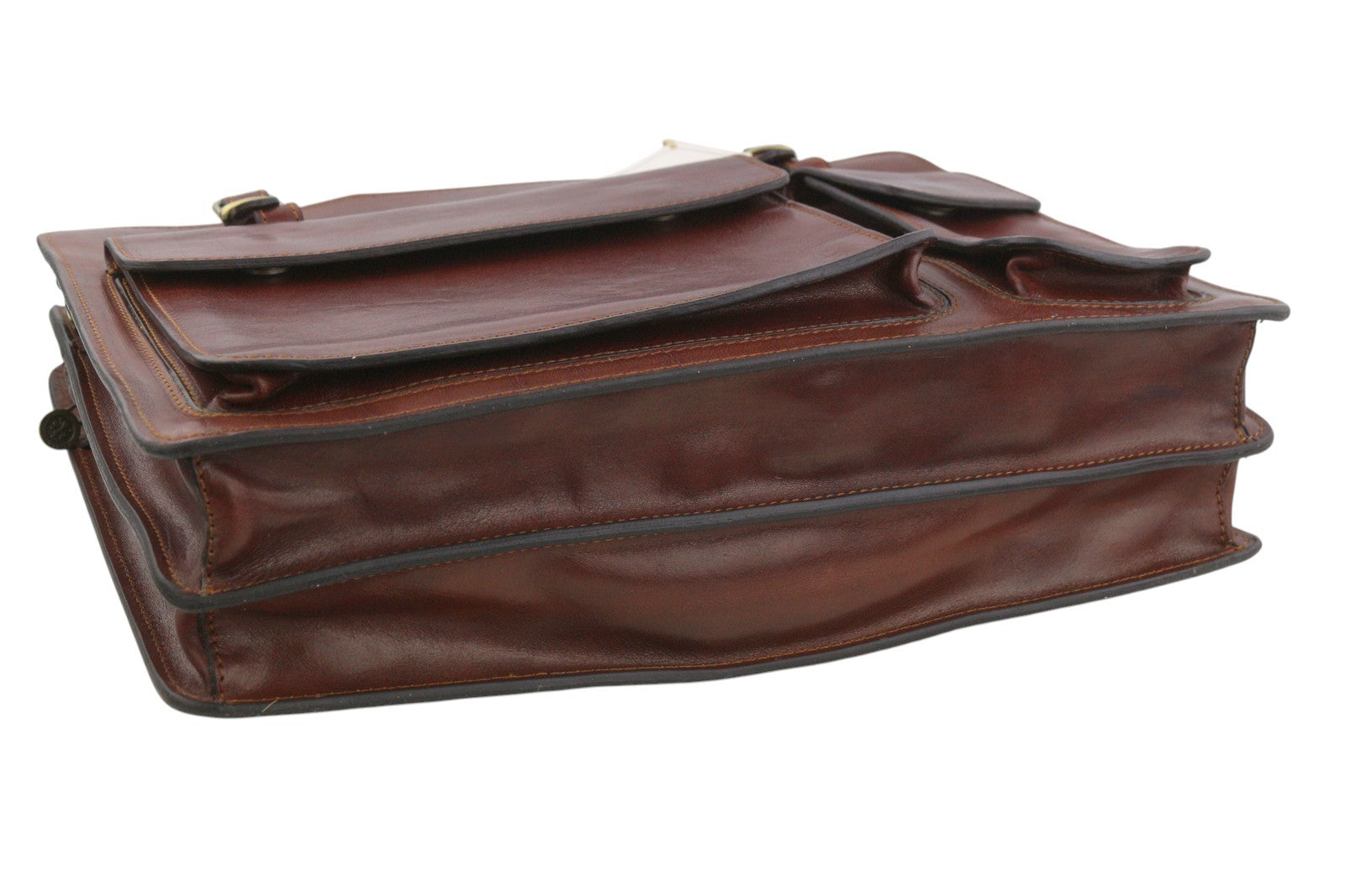 TIME RESISTANCE The Prophet Men Bag Brown Leather Large Satched Briefcase RRP320