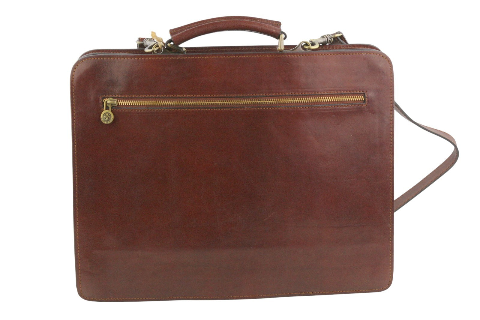 TIME RESISTANCE The Prophet Men Bag Brown Leather Large Satched Briefcase RRP320