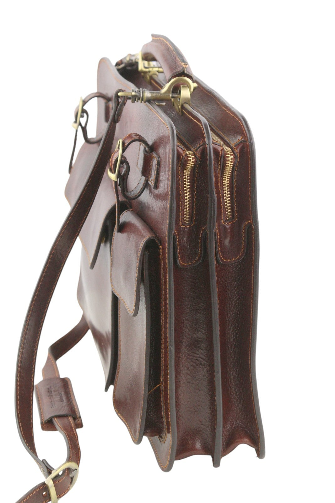 TIME RESISTANCE The Prophet Men Bag OS Brown Leather Satched Briefcase RRP320