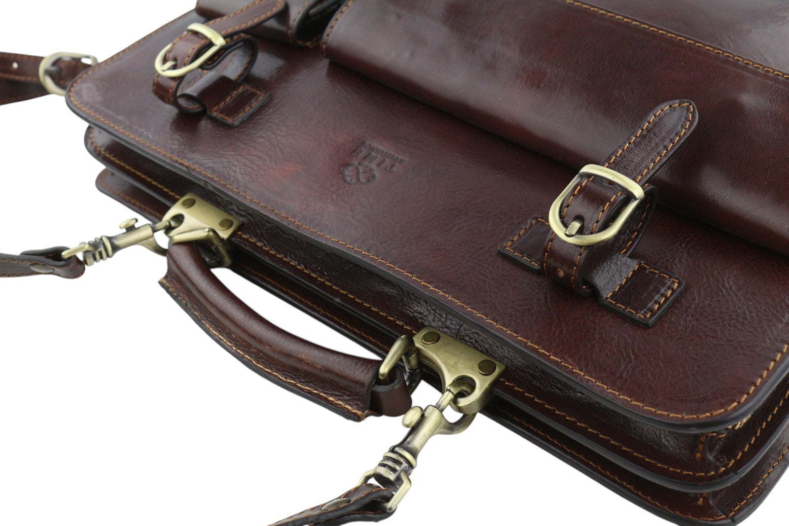 TIME RESISTANCE The Prophet Men Bag OS Brown Leather Satched Briefcase RRP320