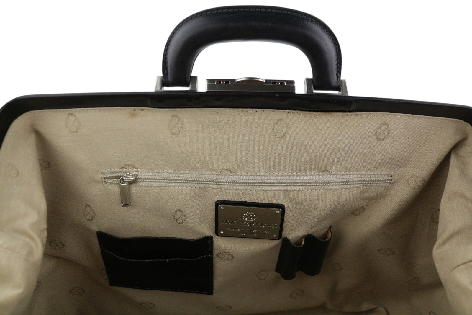TIME RESISTANCE Hamlet Men Bag OS Black Vachetta Leather Large Doctor RRP350
