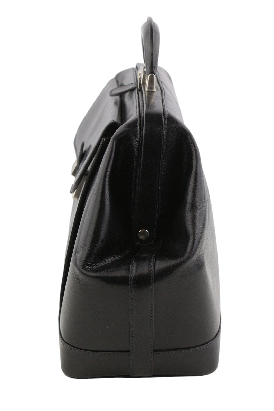 TIME RESISTANCE Hamlet Men Bag OS Black Vachetta Leather Large Doctor RRP350