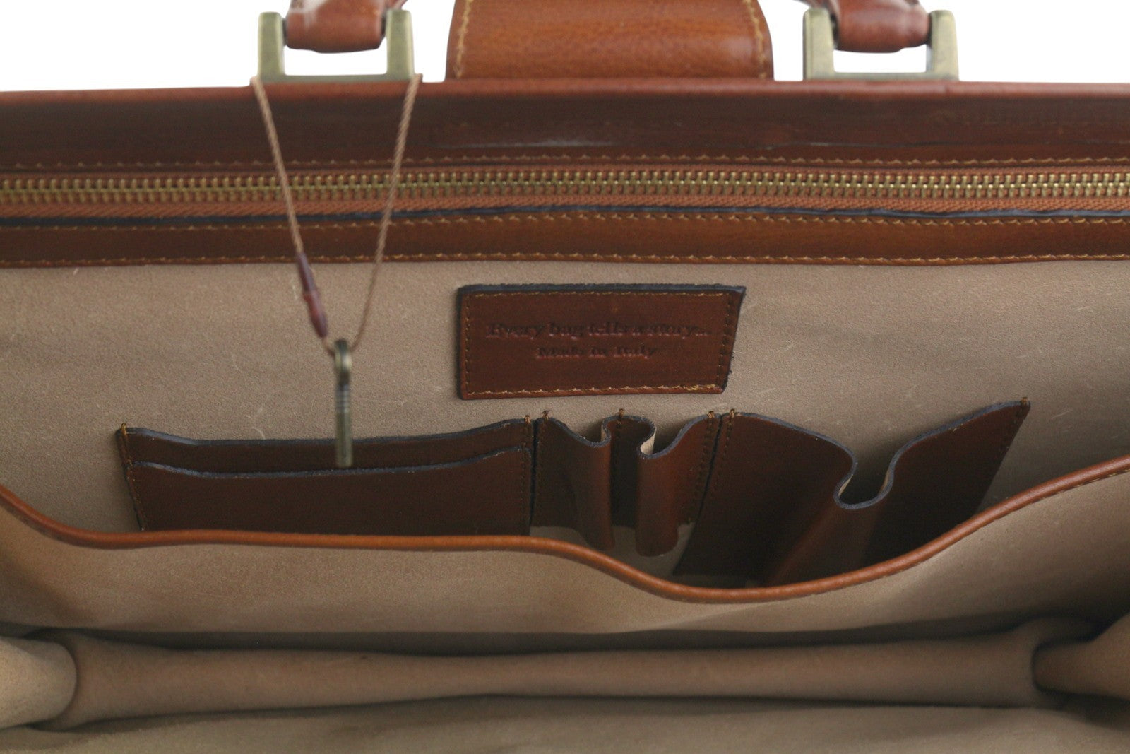 TIME RESISTANCE Men Bag The Firm Brown Vachetta Leather Briefcase RRP350