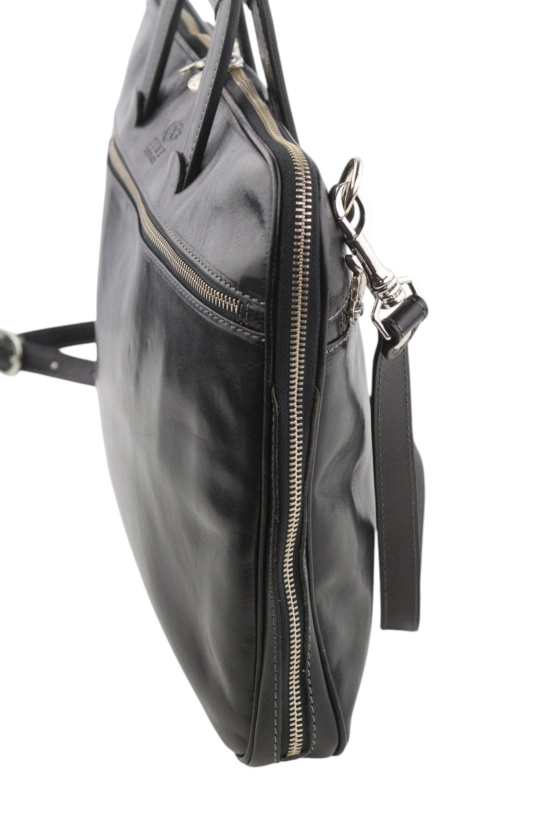 TIME RESISTANCE Brave New World Men Bag OS Black Leather Laptop Breifcase RRP260
