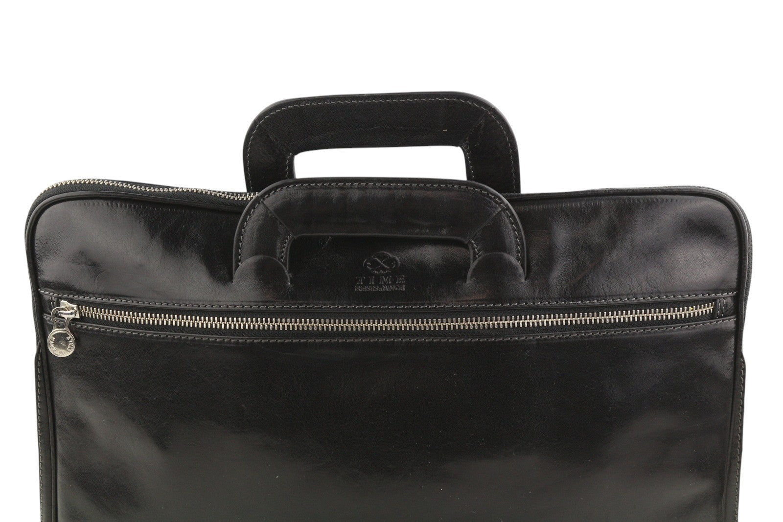 TIME RESISTANCE Brave New World Men Bag OS Black Leather Laptop Breifcase RRP260