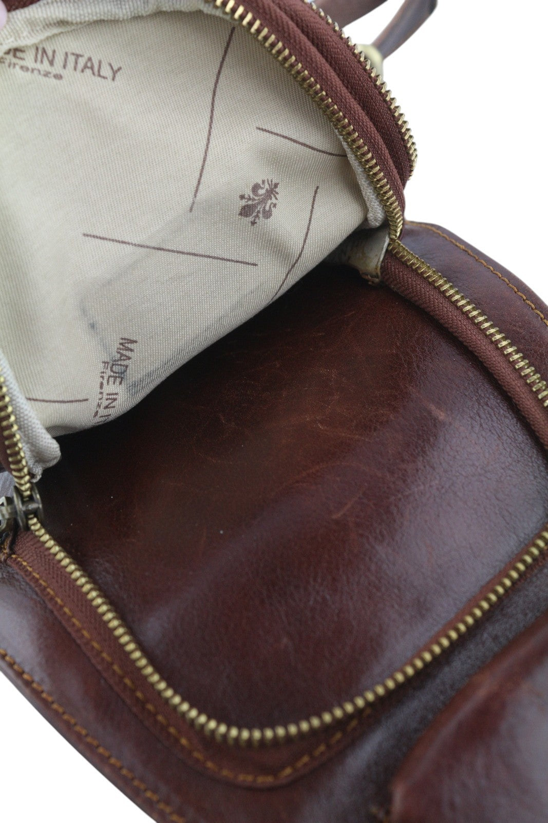 TIME RESISTANCE The Monk Men Bag OS Brown Leather Sling Crossbody RRP180