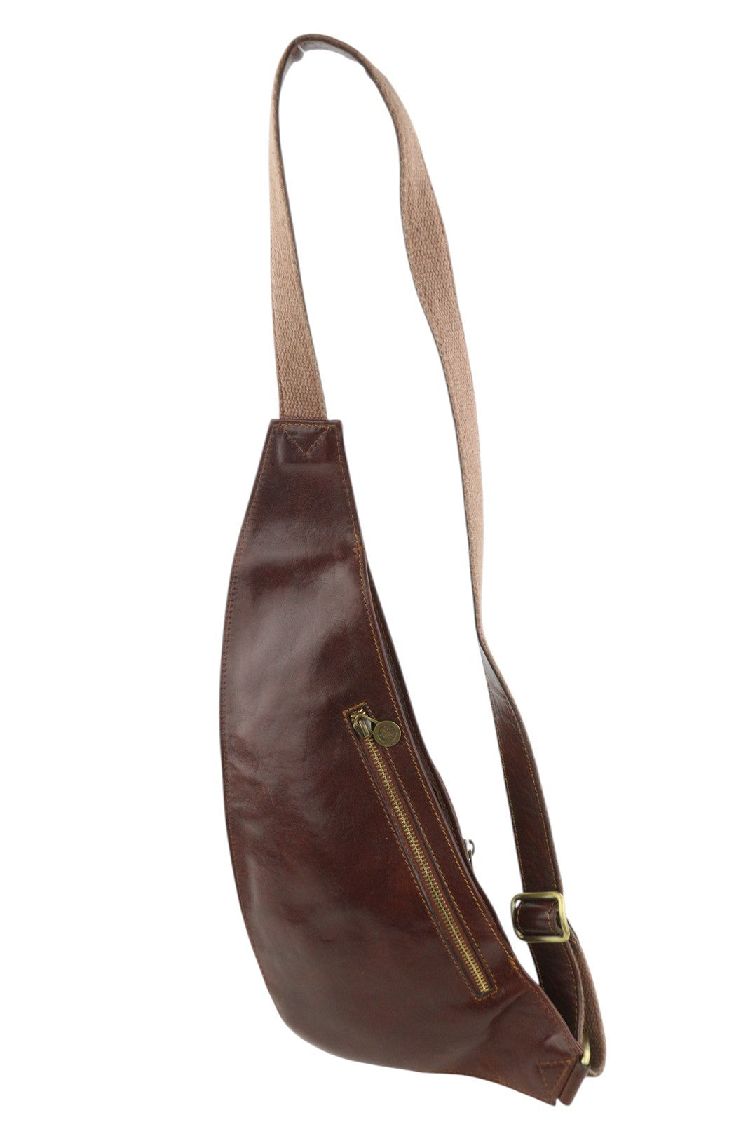 TIME RESISTANCE The Monk Men Bag OS Brown Leather Sling Crossbody RRP180