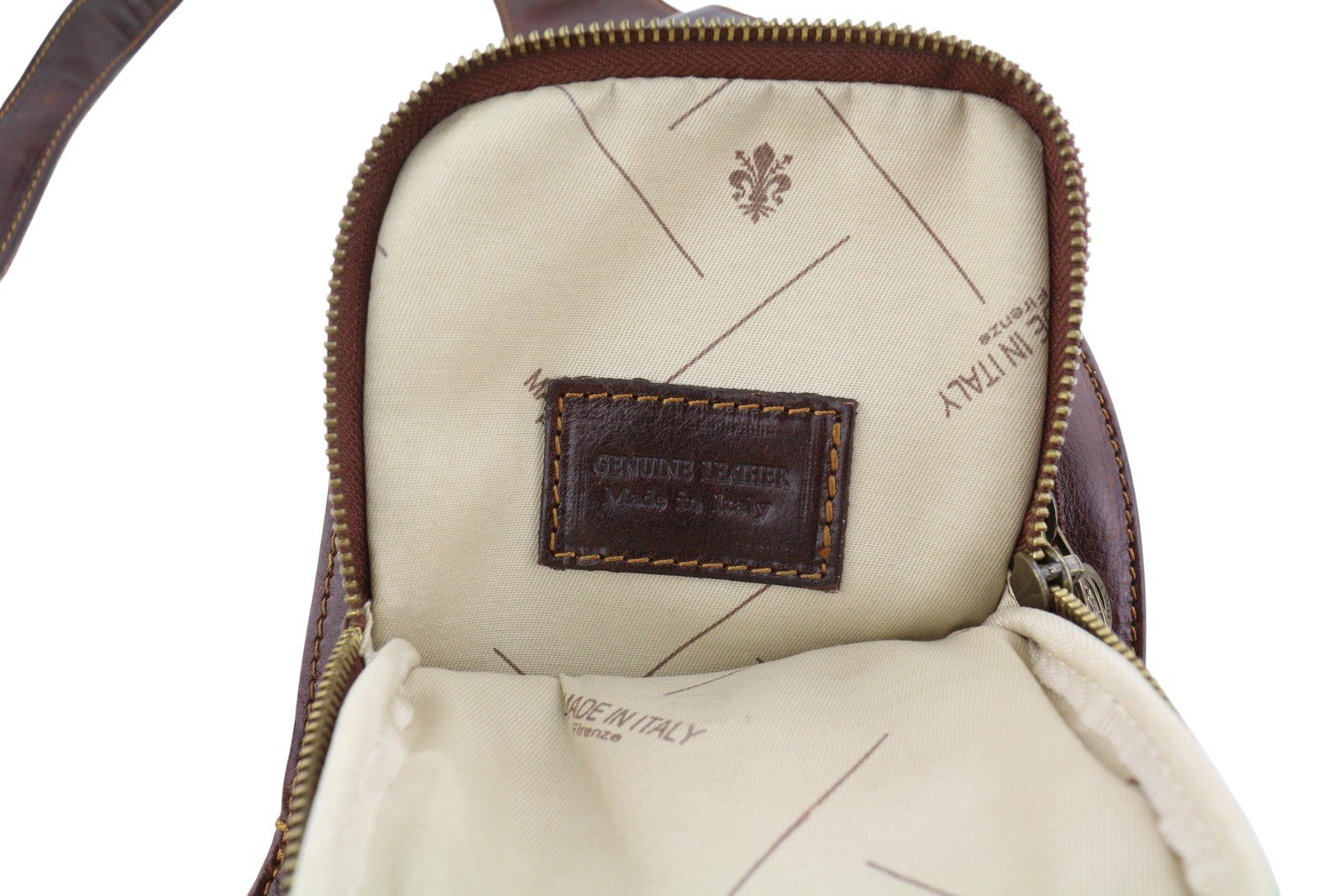 TIME RESISTANCE The Monk Men Bag OS Brown Leather Sling Crossbody RRP180