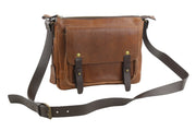 TIME RESISTANCE Persuasion Men Bag OS Brown Vachetta Leather Satchel RRP210