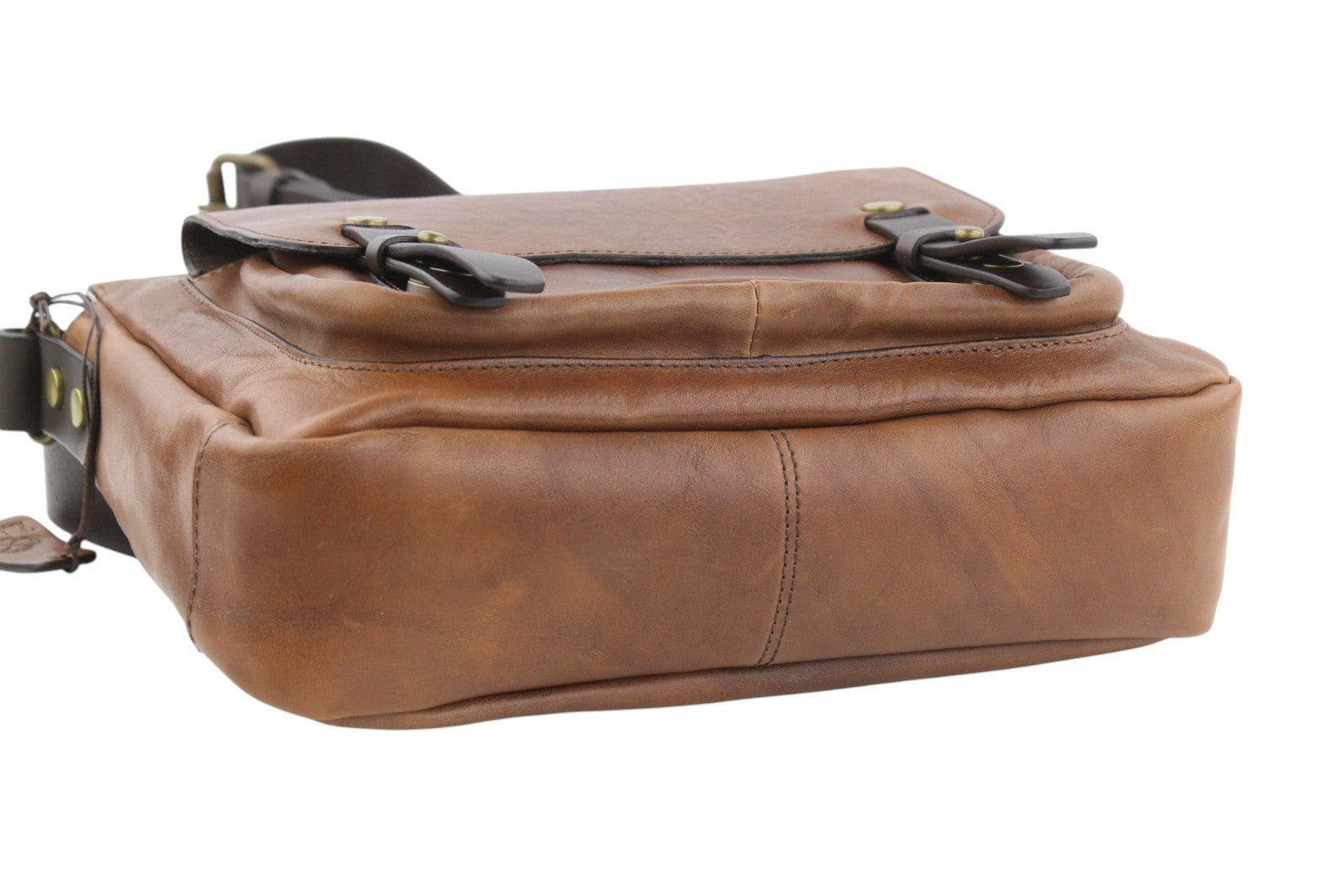 TIME RESISTANCE Persuasion Men Bag OS Brown Vachetta Leather Satchel RRP210