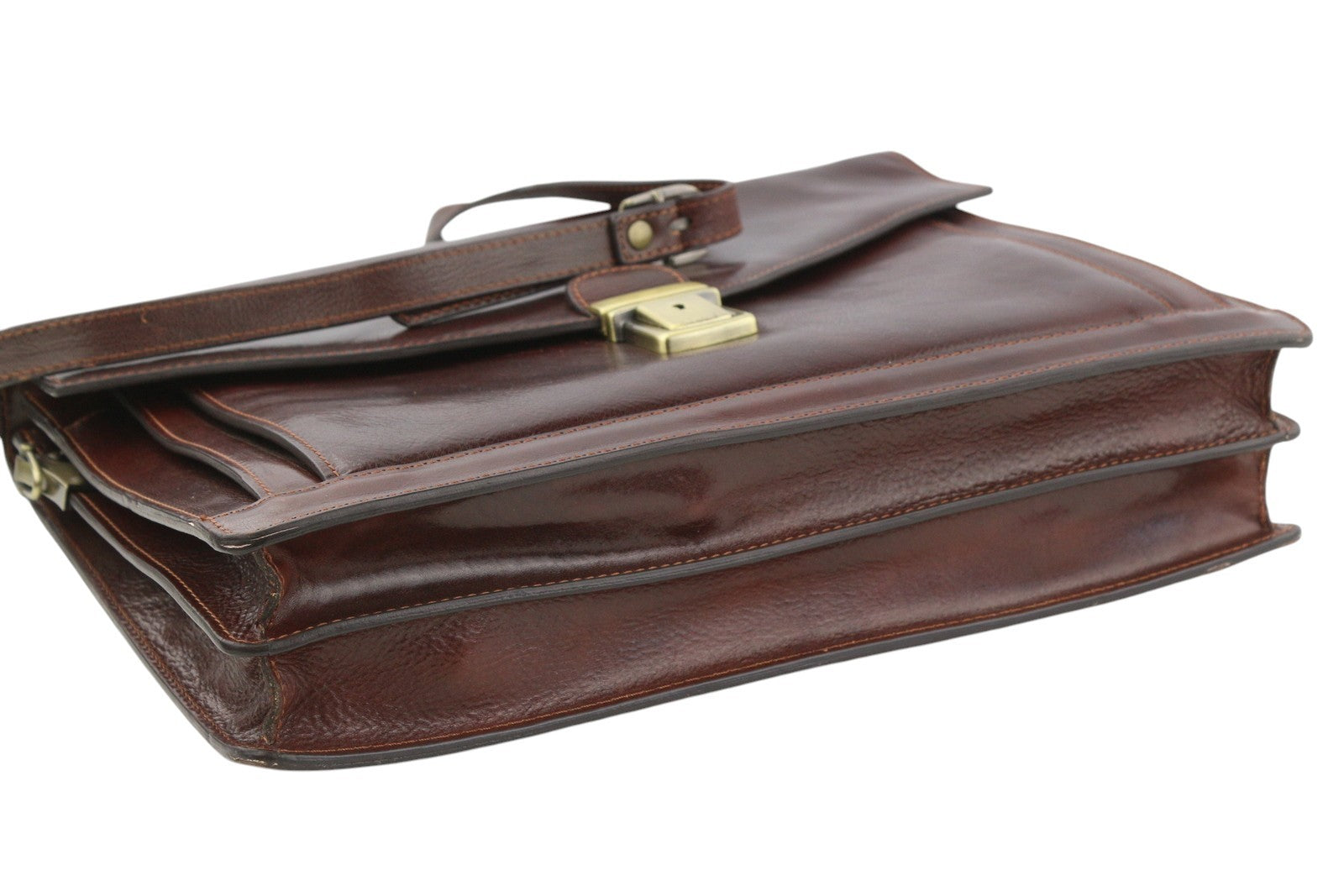 TIME RESISTANCE Men Bag The Magus Brown Vachetta Leather Briefcase RRP320