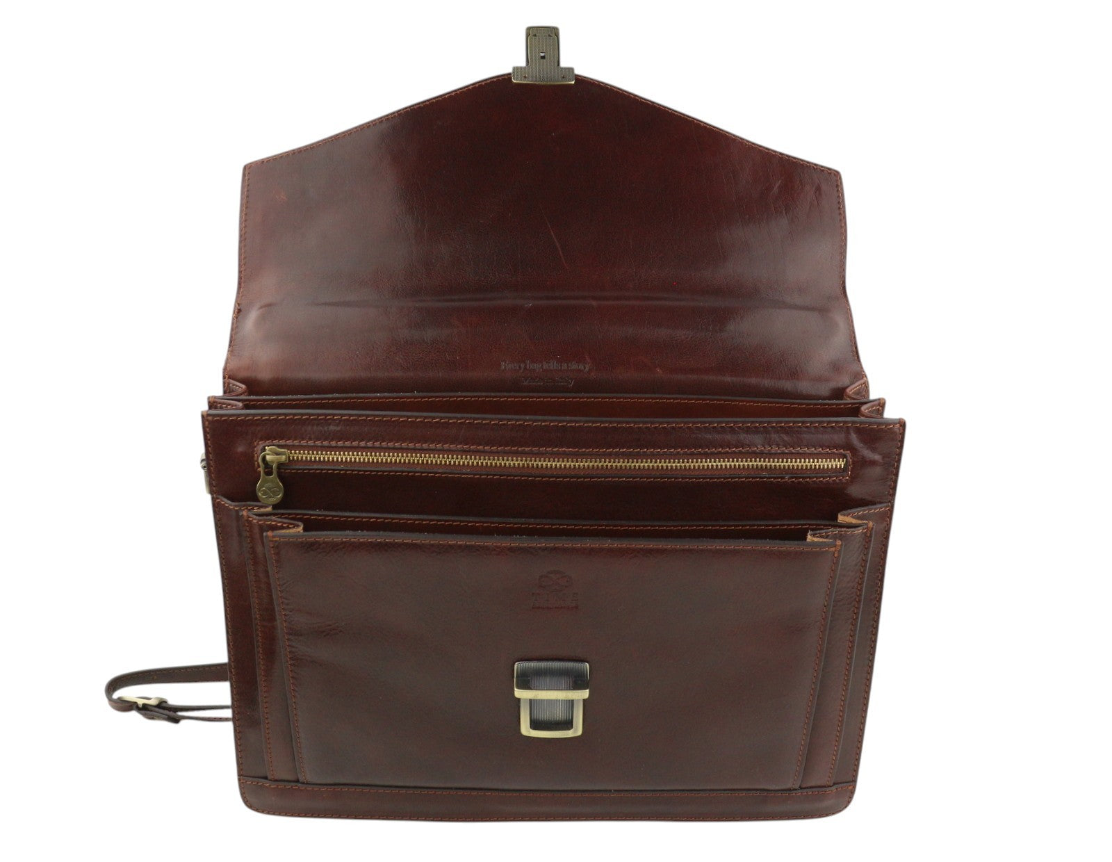 TIME RESISTANCE Men Bag The Magus Brown Vachetta Leather Briefcase RRP320