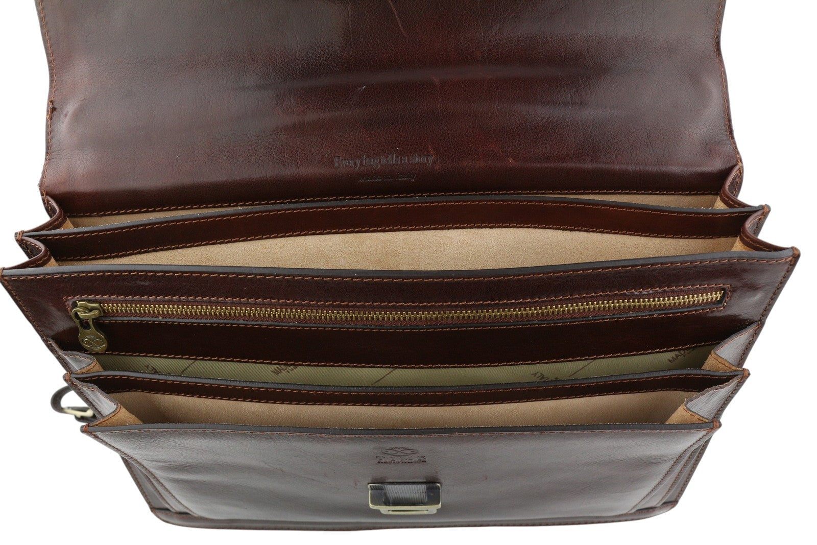 TIME RESISTANCE Men Bag The Magus Brown Vachetta Leather Briefcase RRP320