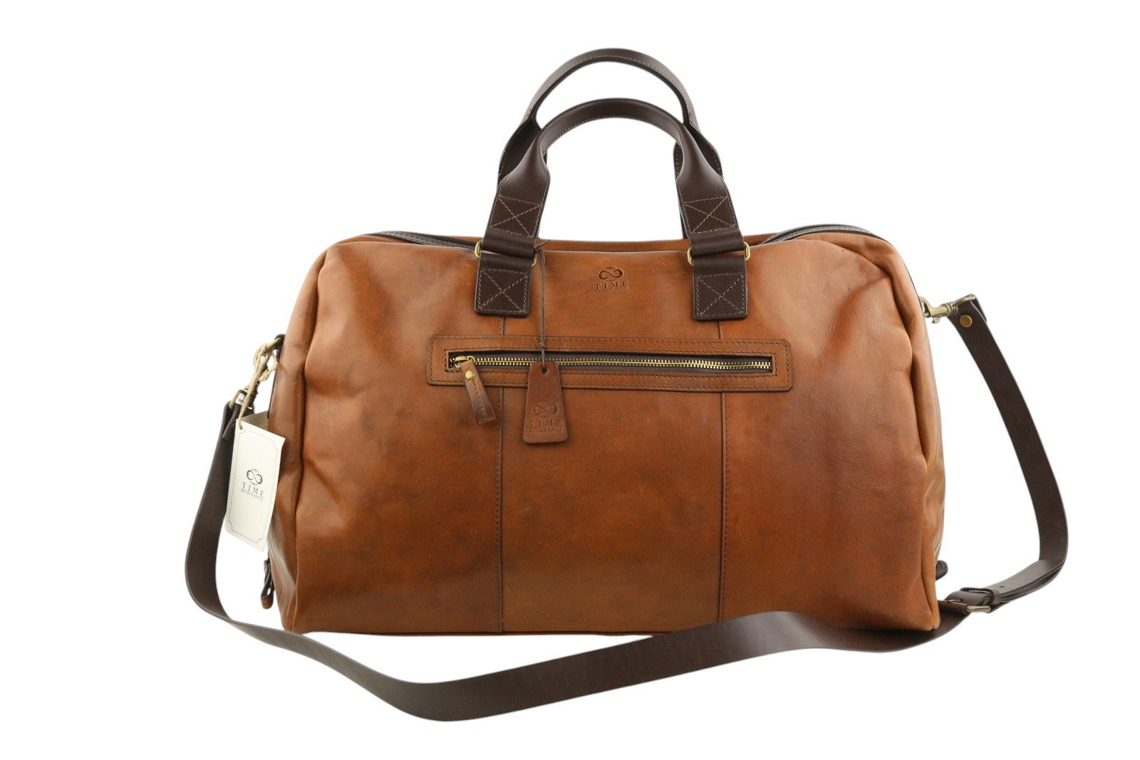 TIME RESISTANCE The Day of The Locust Men Bag OS Brown Leather Duffel RRP450