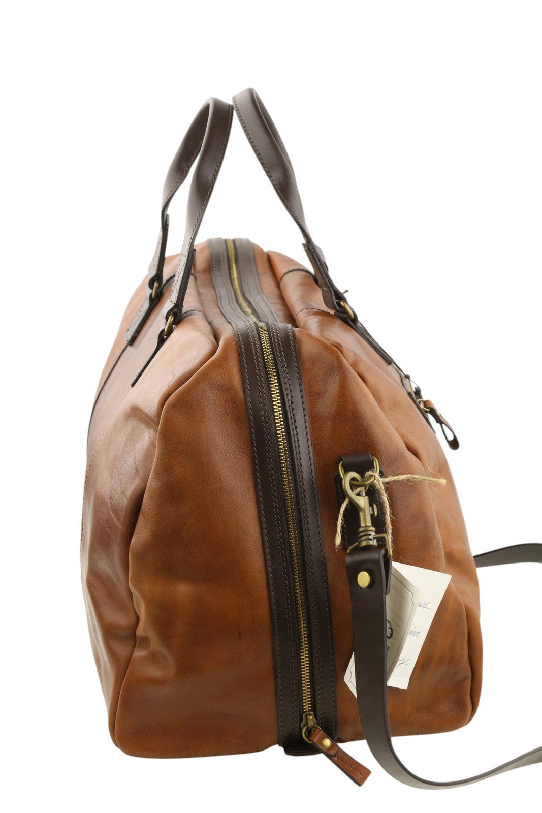 TIME RESISTANCE The Day of The Locust Men Bag OS Brown Leather Duffel RRP450