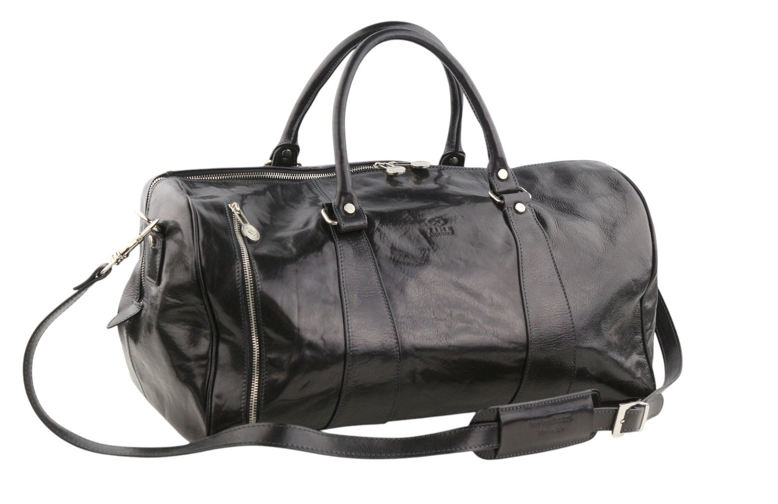 TIME RESISTANCE Wise Children Men Bag OS Black Leather Duffel RRP350