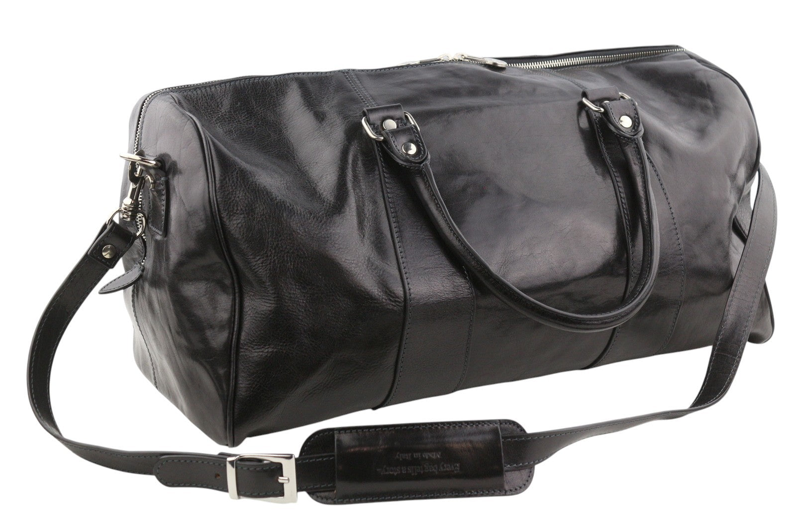 TIME RESISTANCE Wise Children Men Bag OS Black Leather Duffel RRP350
