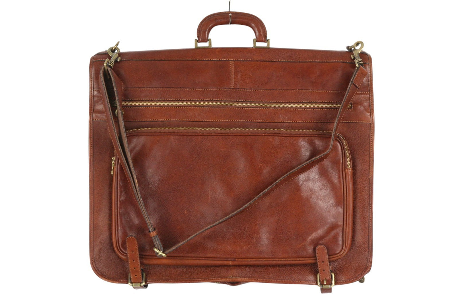 TIME RESISTANCE The Big Sleep Men Bag OS Brown Leather Zip Garment Bag RRP550