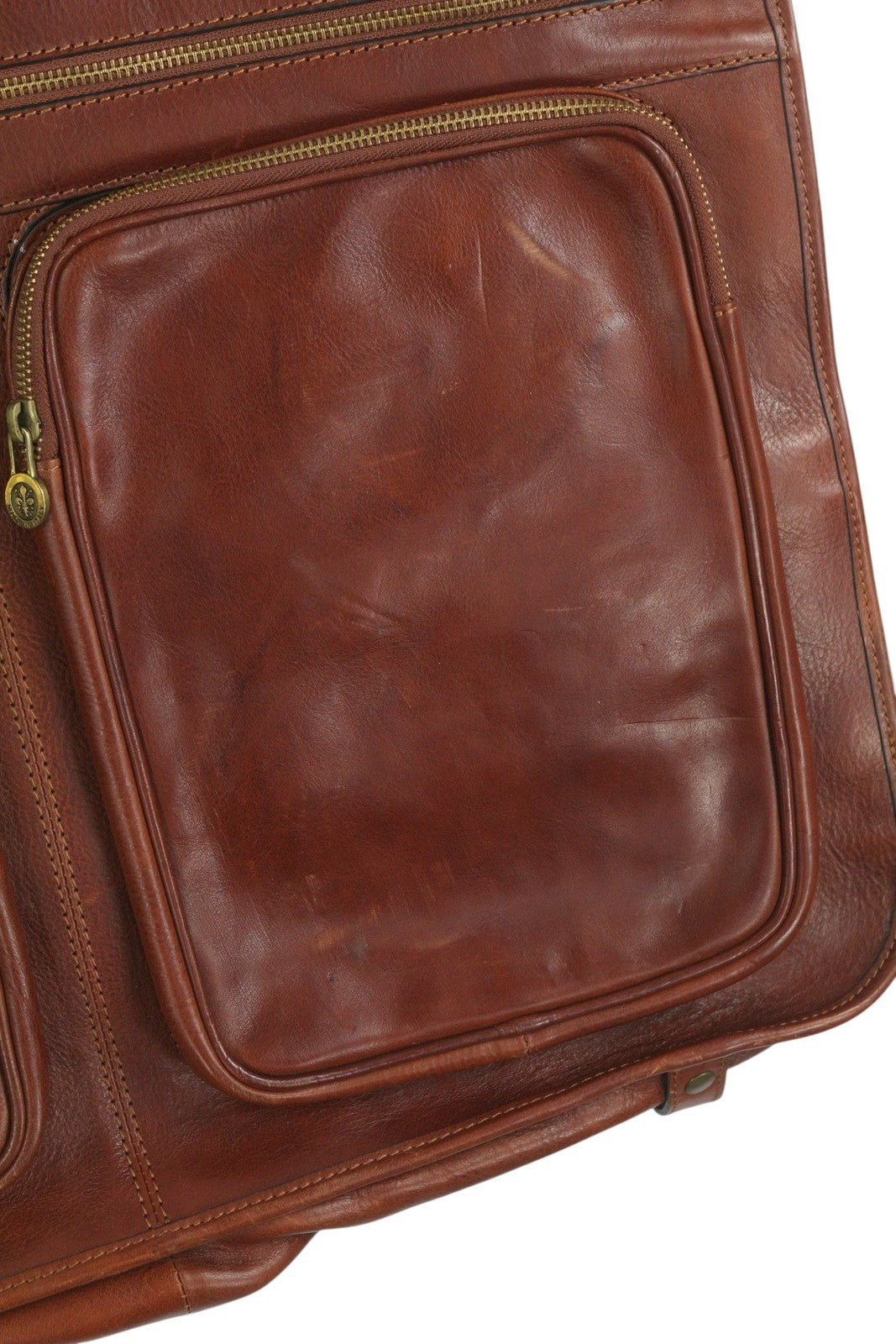 TIME RESISTANCE The Big Sleep Men Bag OS Brown Leather Zip Garment Bag RRP550