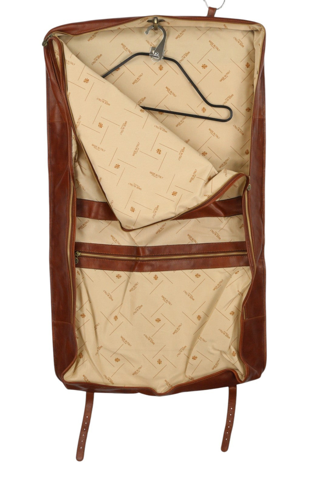 TIME RESISTANCE The Big Sleep Men Bag OS Brown Leather Zip Garment Bag RRP550