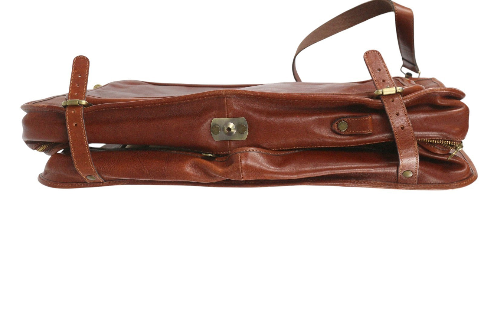 TIME RESISTANCE The Big Sleep Men Bag OS Brown Leather Zip Garment Bag RRP550