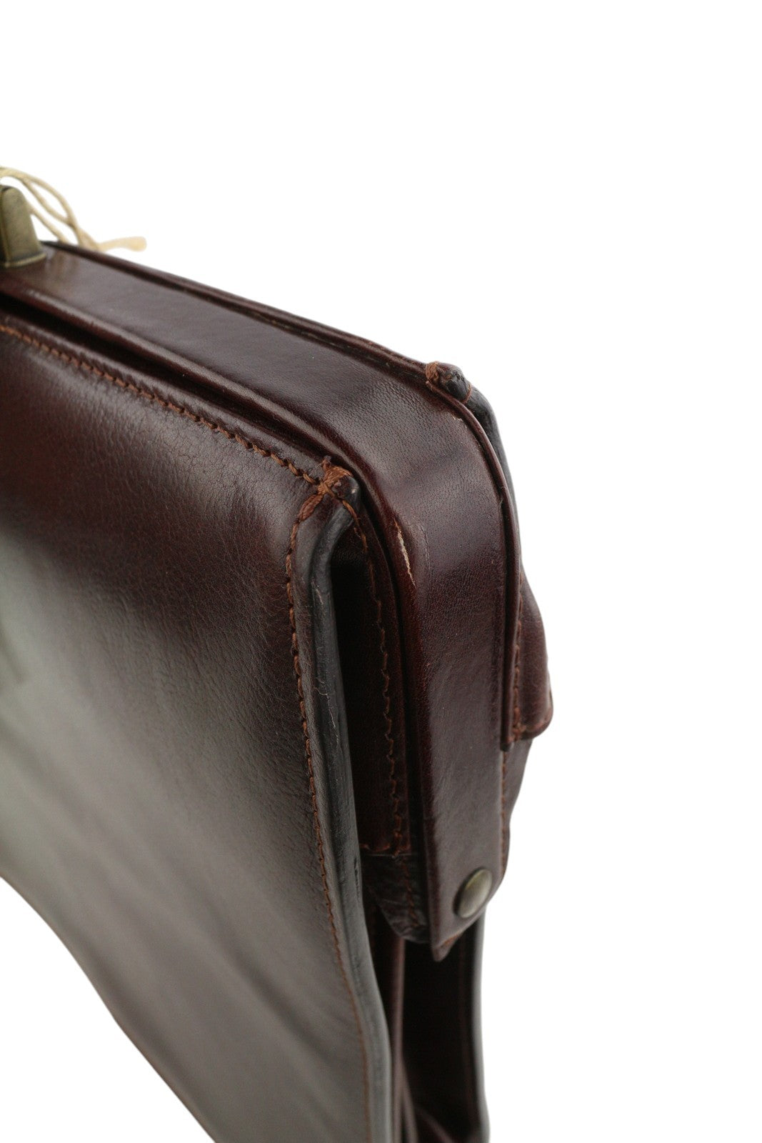 TIME RESISTANCE Men Bag The Firm Dark Brown Vachetta Leather Briefcase RRP350