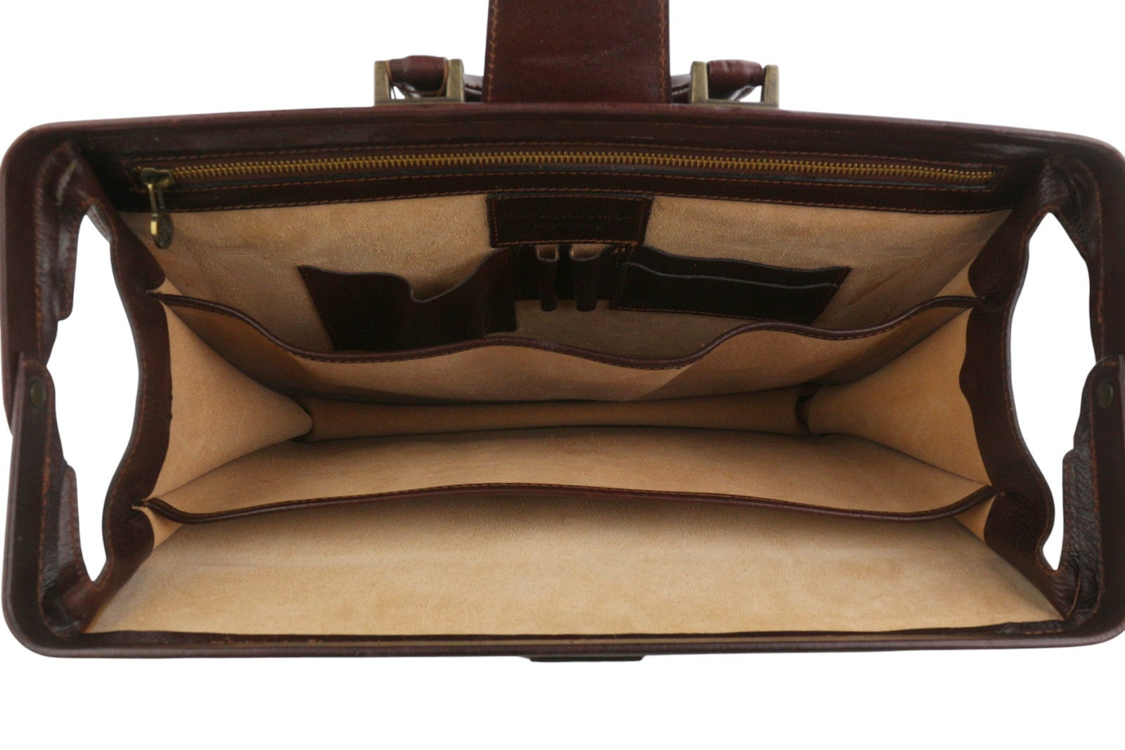 TIME RESISTANCE Men Bag The Firm Dark Brown Vachetta Leather Briefcase RRP350