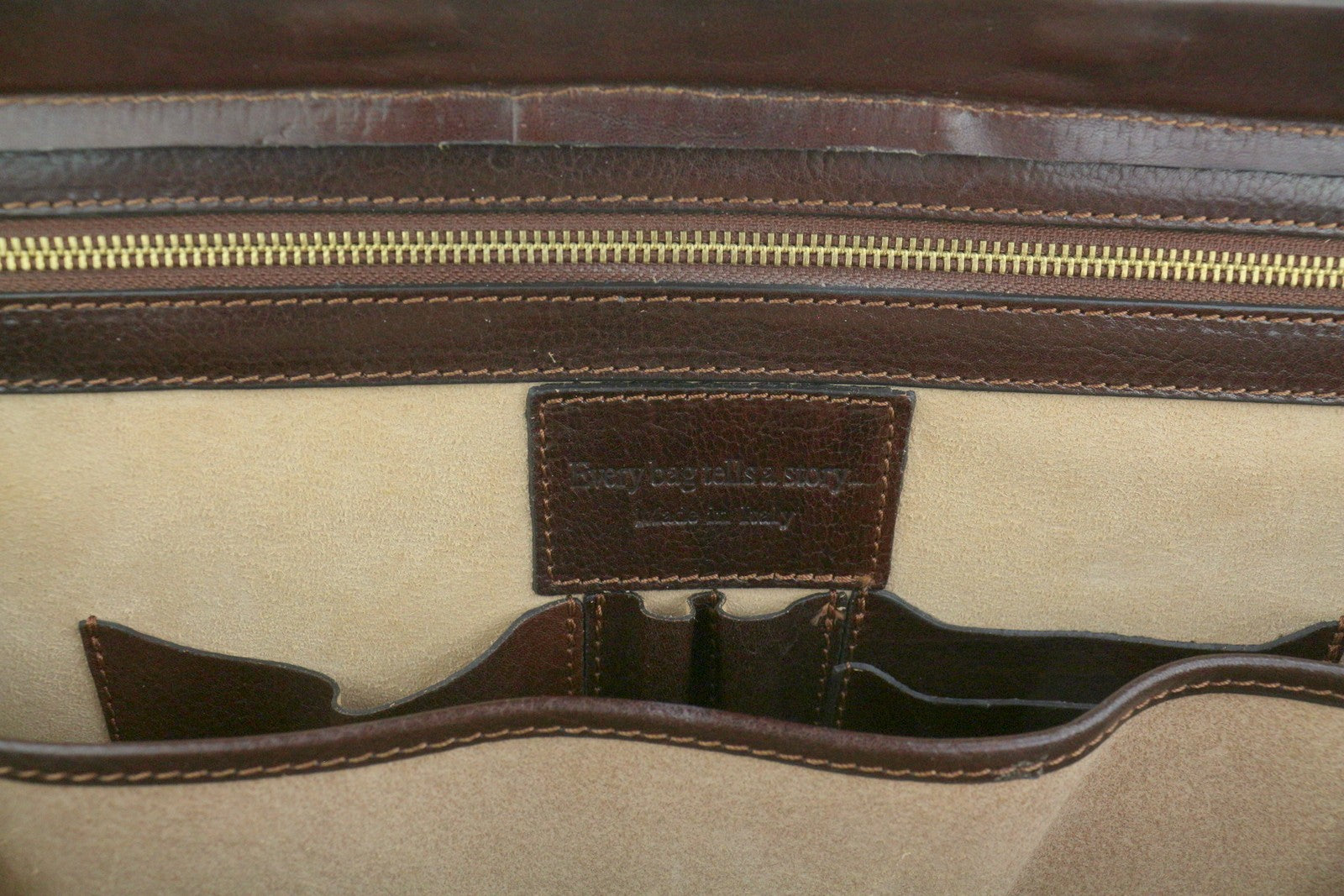 TIME RESISTANCE Men Bag The Firm Dark Brown Vachetta Leather Briefcase RRP350