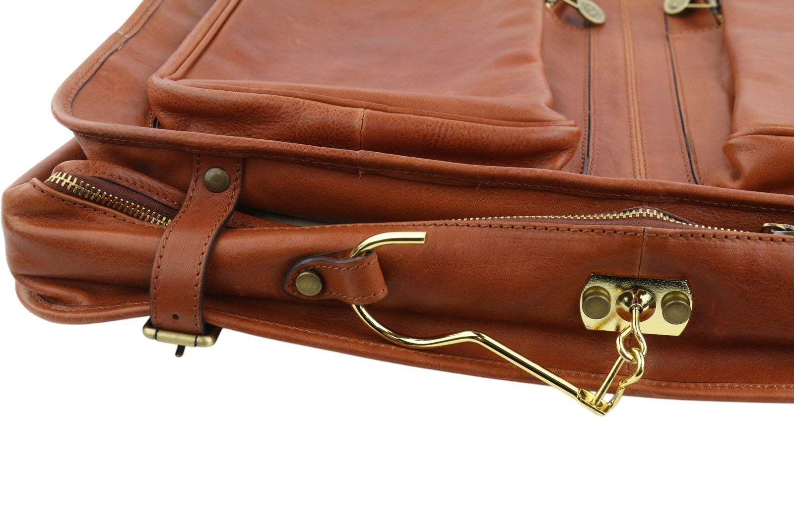 TIME RESISTANCE The Big Sleep Men Bag OS Brown Leather Garment Bag RRP550