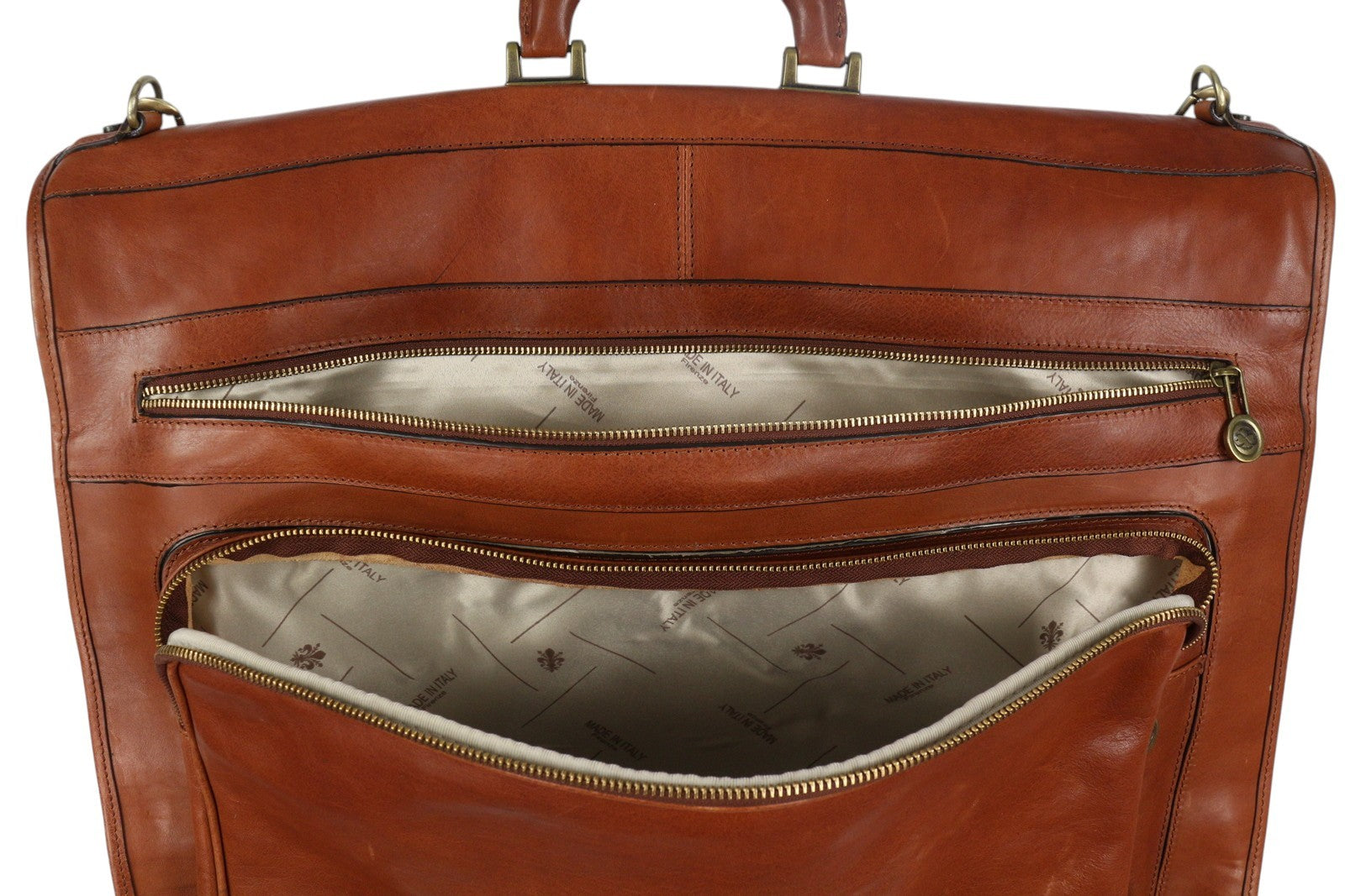 TIME RESISTANCE The Big Sleep Men Bag OS Brown Leather Garment Bag RRP550