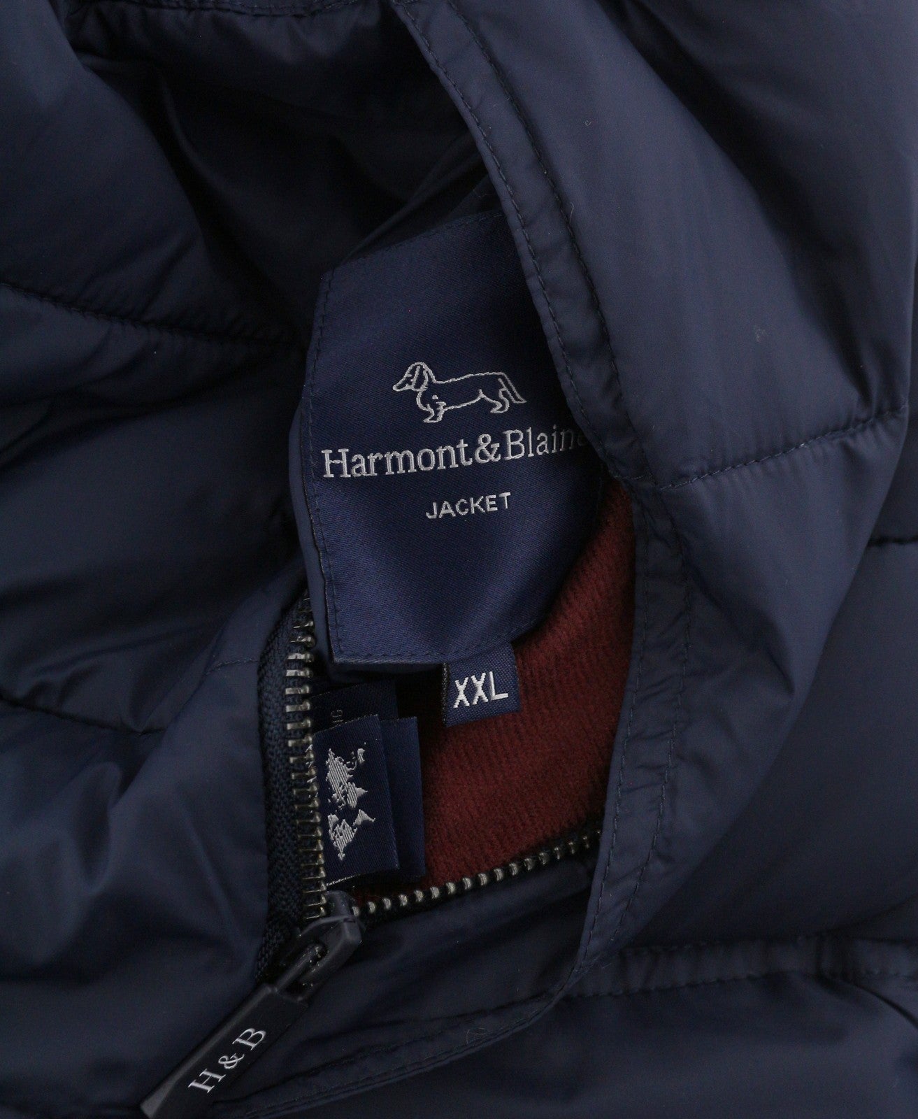 HARMONT & BLAINE Men Jacket 2XL Burgundy & Blue Reversible Padded Hooded