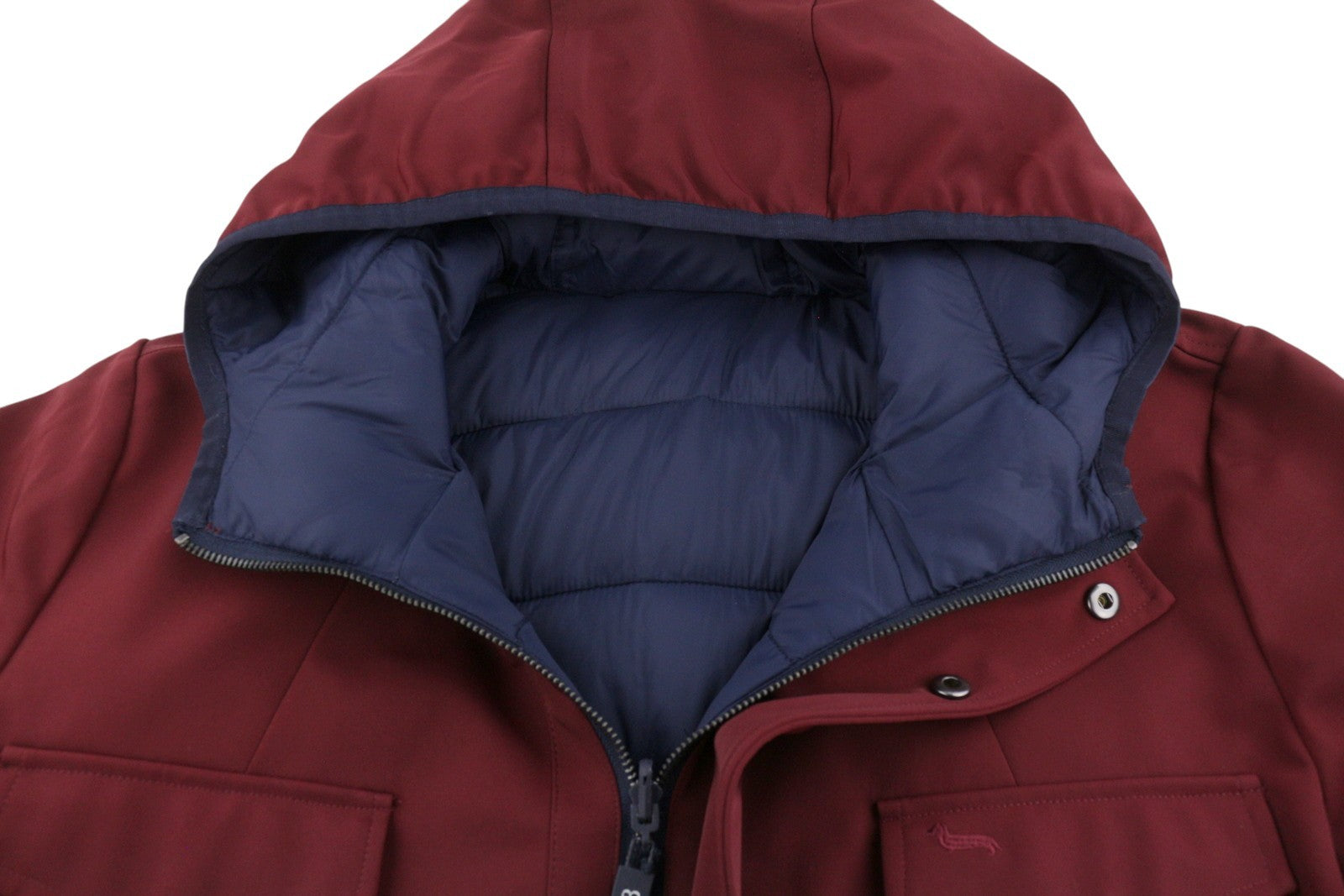 HARMONT & BLAINE Men Jacket 2XL Burgundy & Blue Reversible Padded Hooded