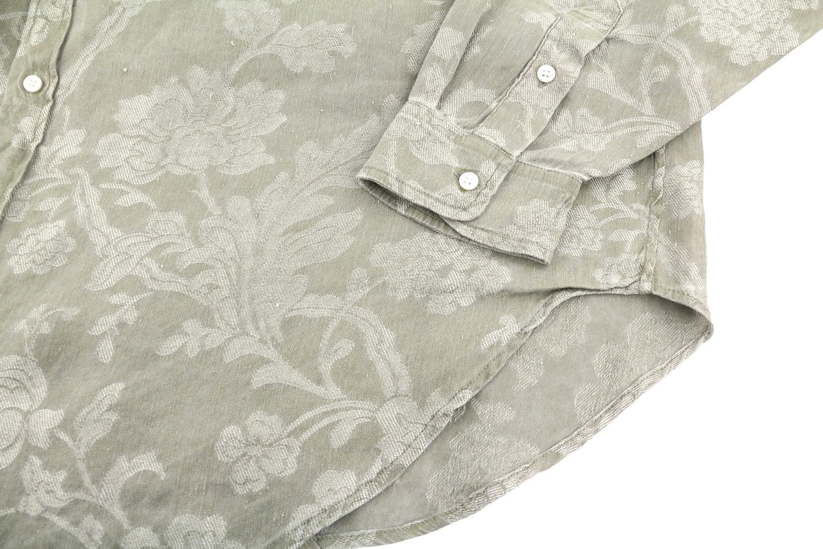 R13 Jumbo Shirtdress Women Dress M/L Olive Flower Linen Blend Relaxed PS26