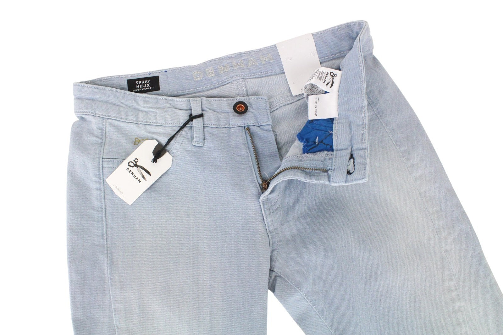 DENHAM Spray Helix Women Jeans W27/L32 Light Blue Stretch Super Tight Fitted
