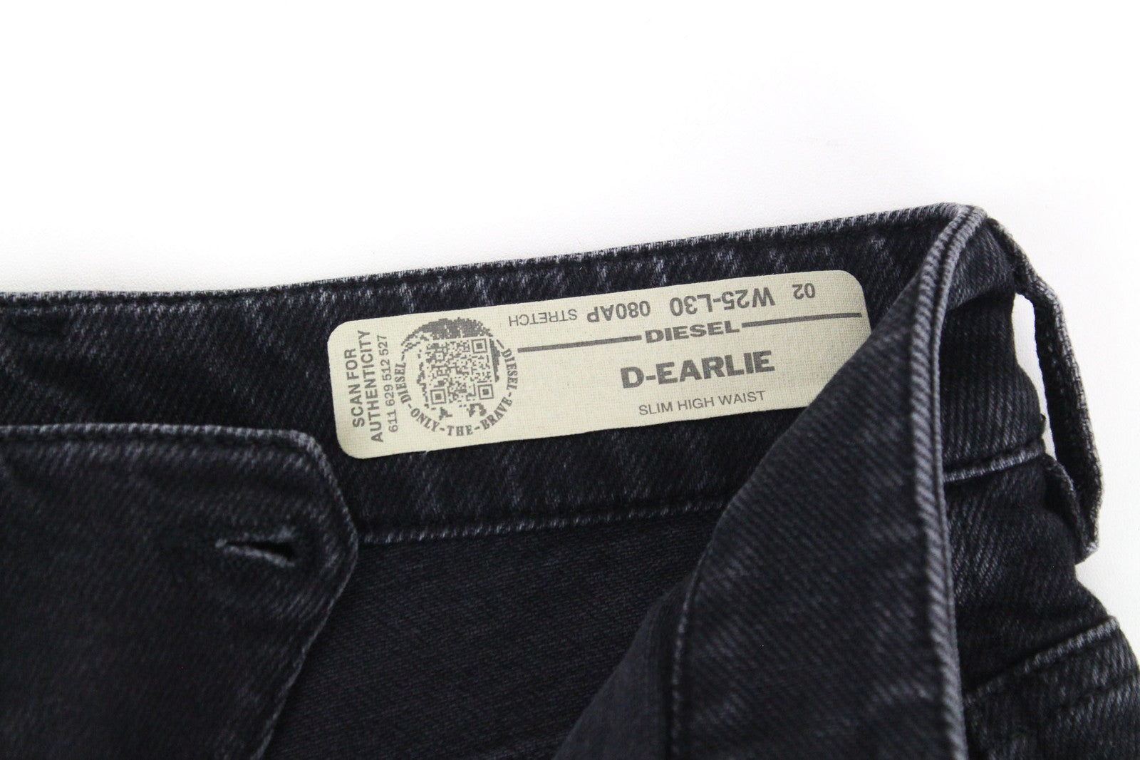 DIESEL D-Earlie 080AP Women Jeans W25/L30 Black Stretch Slim Fit High Waist