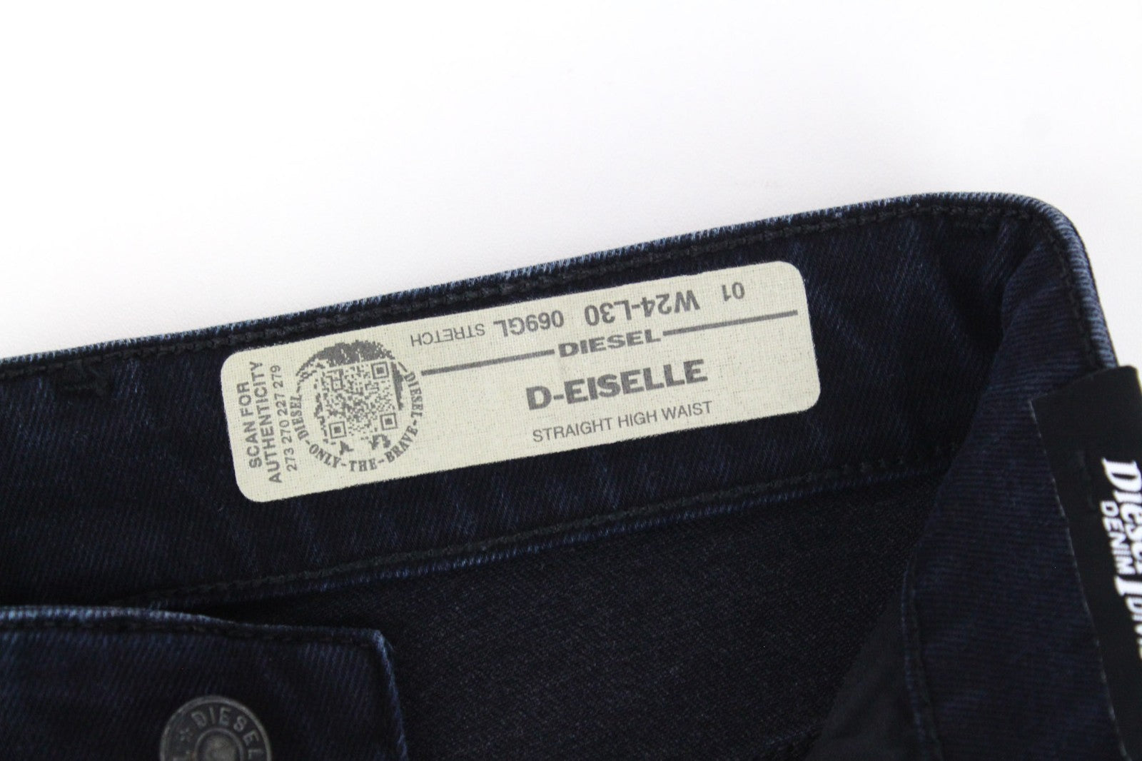 DIESEL D-Eiselle 069GL Women Jeans W24/L30 Black Stretch Straight Girl High Rise