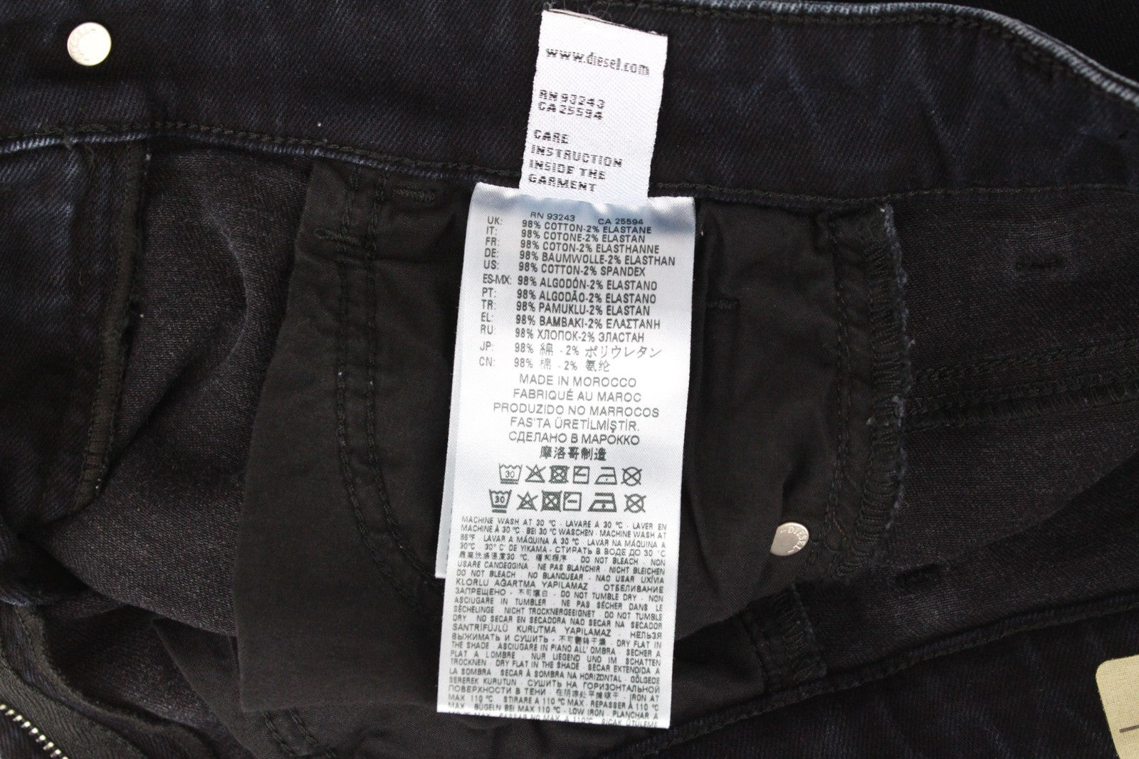 DIESEL D-Eiselle 069GL Women Jeans W24/L30 Black Stretch Straight Girl High Rise