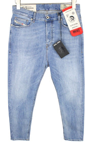 DIESEL D-Vider 081AL Men Jeans W29/L30 Light Blue Stretch Carrot Fit Button-Fly