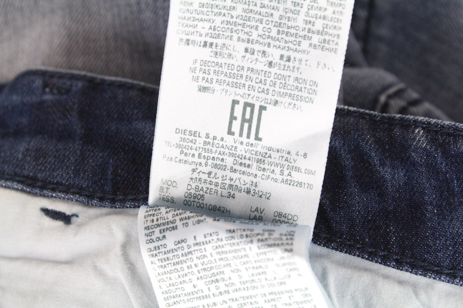 DIESEL D-Bazer 084DD Men Jeans W29/L34 Blue Stretch Tapered Buttoned Distressed