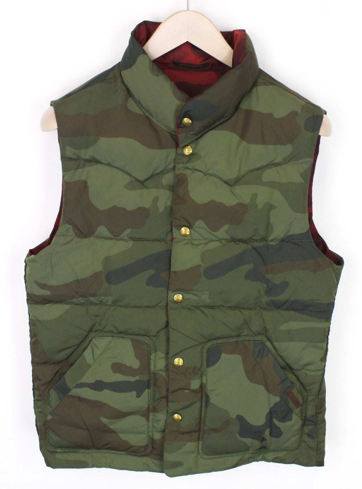SCOTCH & SODA Men Vest M Red Reversible Camouflage Patterned Quilted Classic