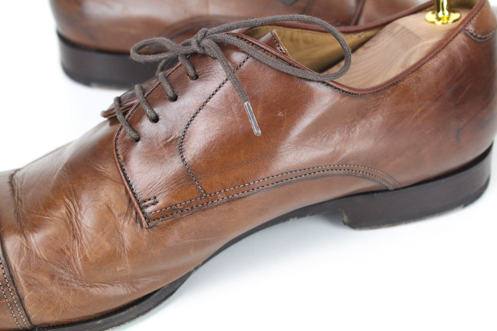 SUITSUPPLY Men Formal Shoes EU43.5 Mid Brown Pure Calf Leather Derby Lace-Ups