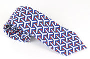 SUITSUPPLY Men Tie 148 x 8 cm Linen Cotton Blend Blue Formal Knit Graphic Print